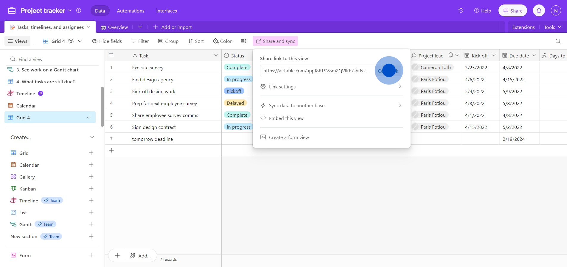 6 Click on "Copy link"