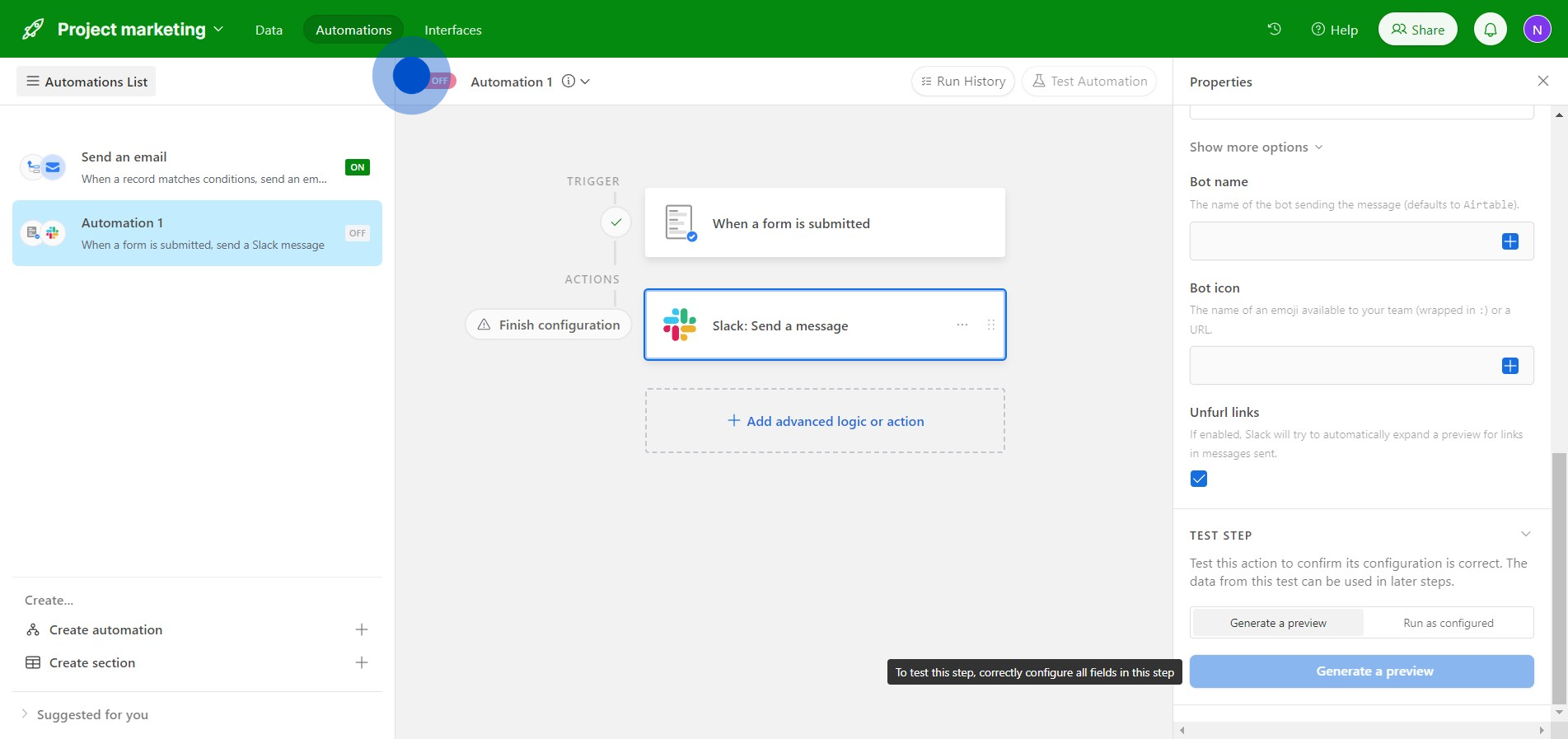 14 Click on "Generate a preview"