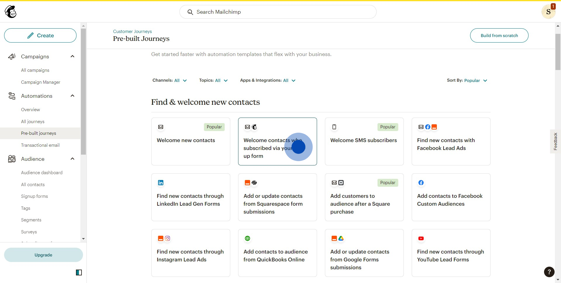 5 Click on "Welcome contact..."