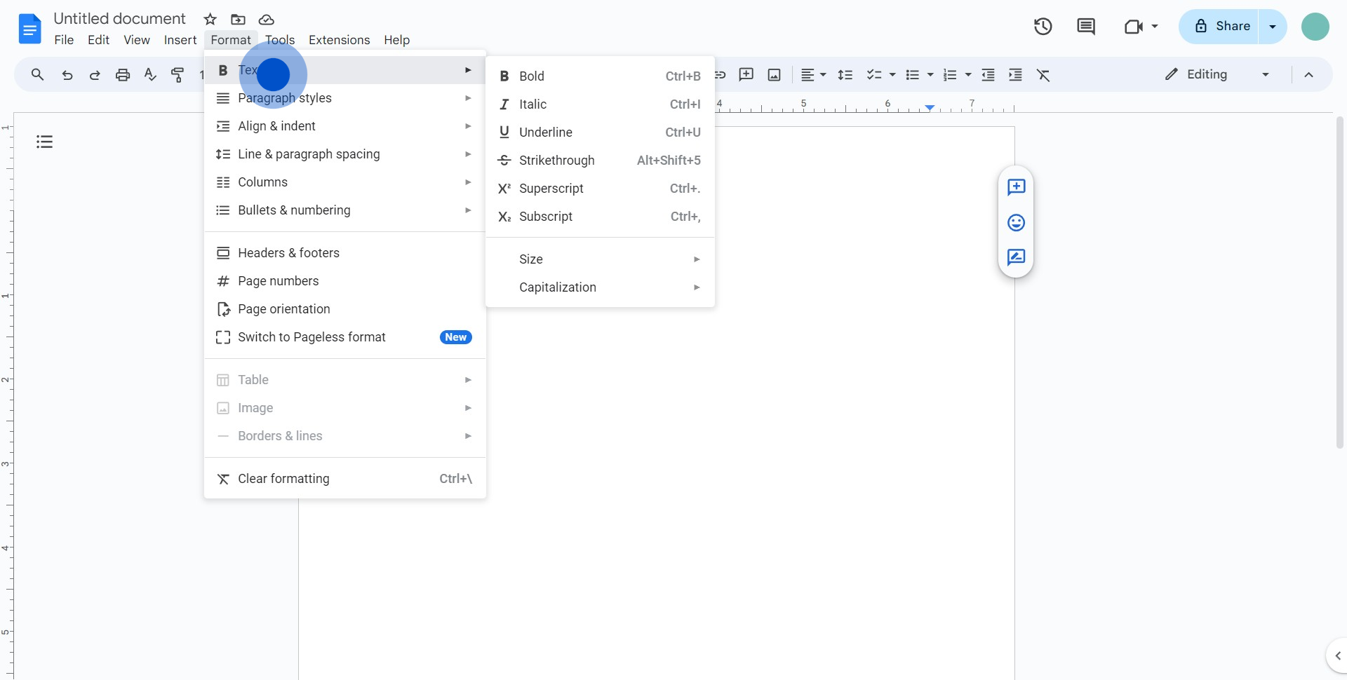 4 Click on "Text
►"