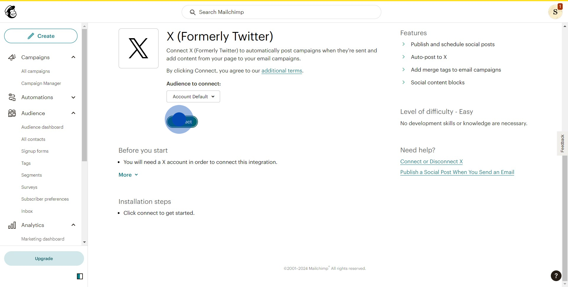 5 Click on "Connect"