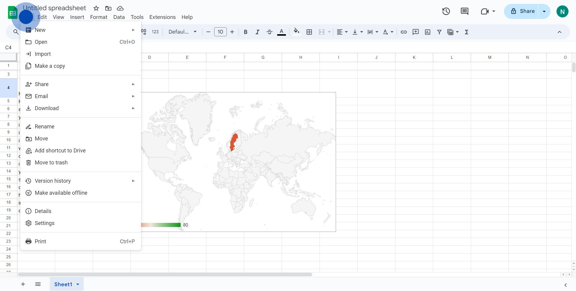 How to set margins in Google Sheets