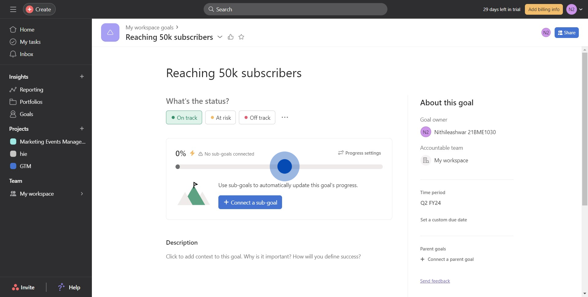 5 Click on "On track"