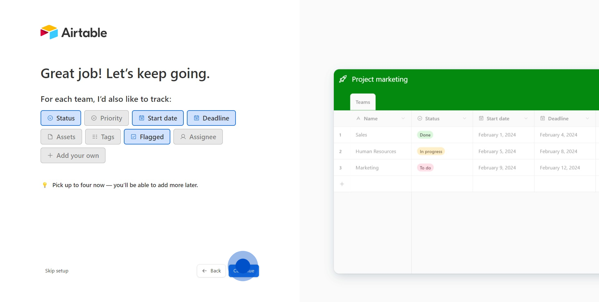 8 Click on "Continue"