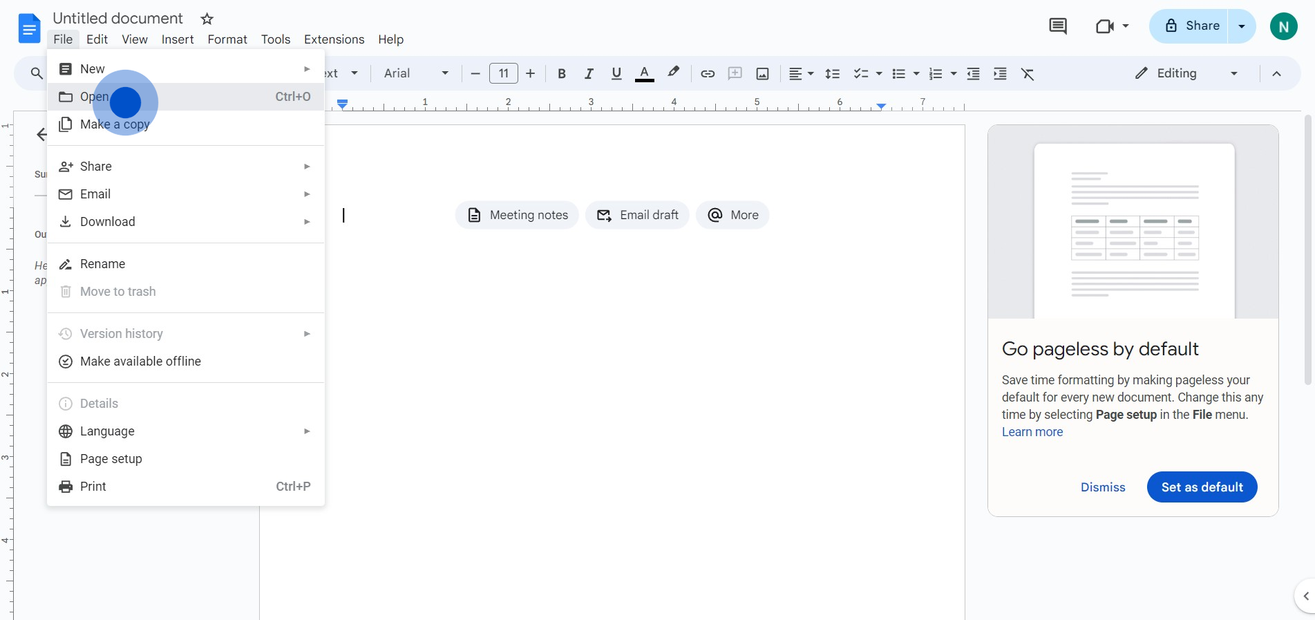 4 Click on "Open
Ctrl+O"