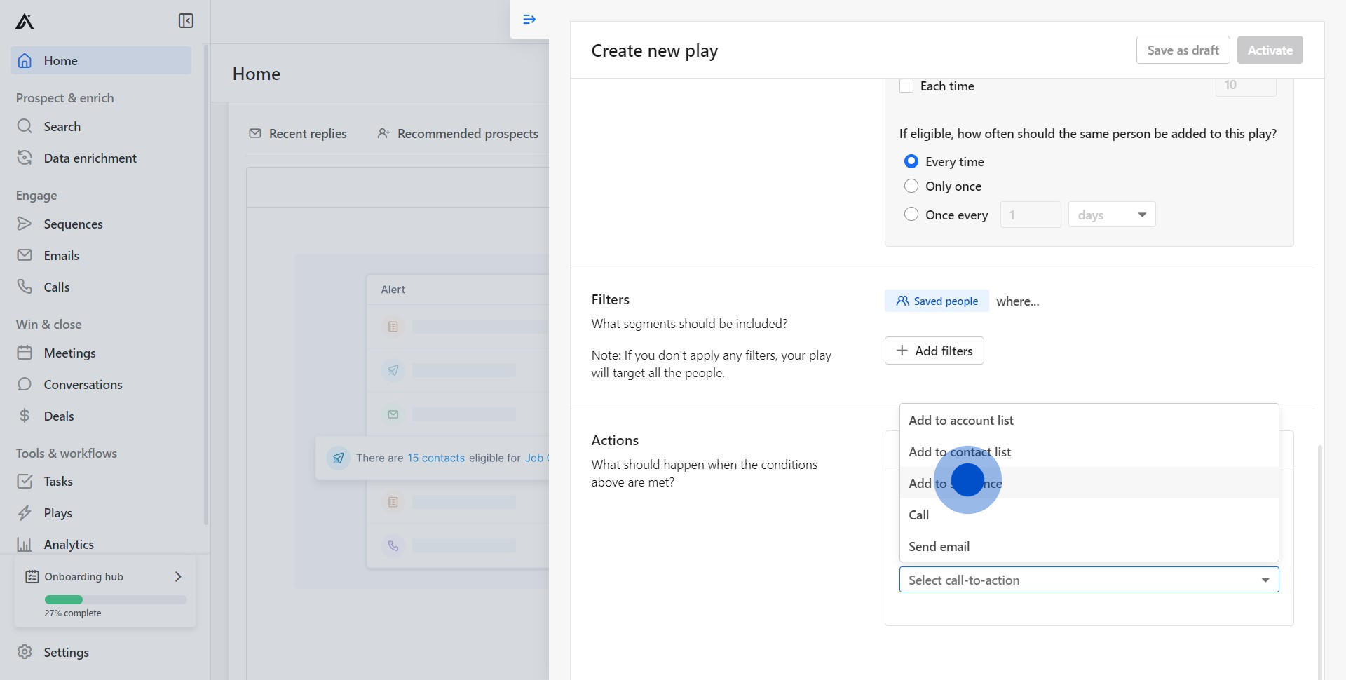 12 Click on "Add to sequence"
