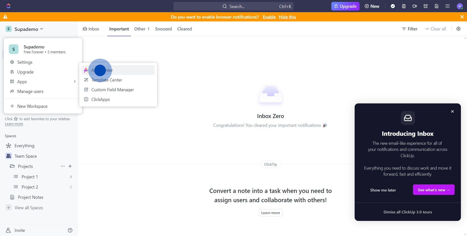3 Click on "App Center"
