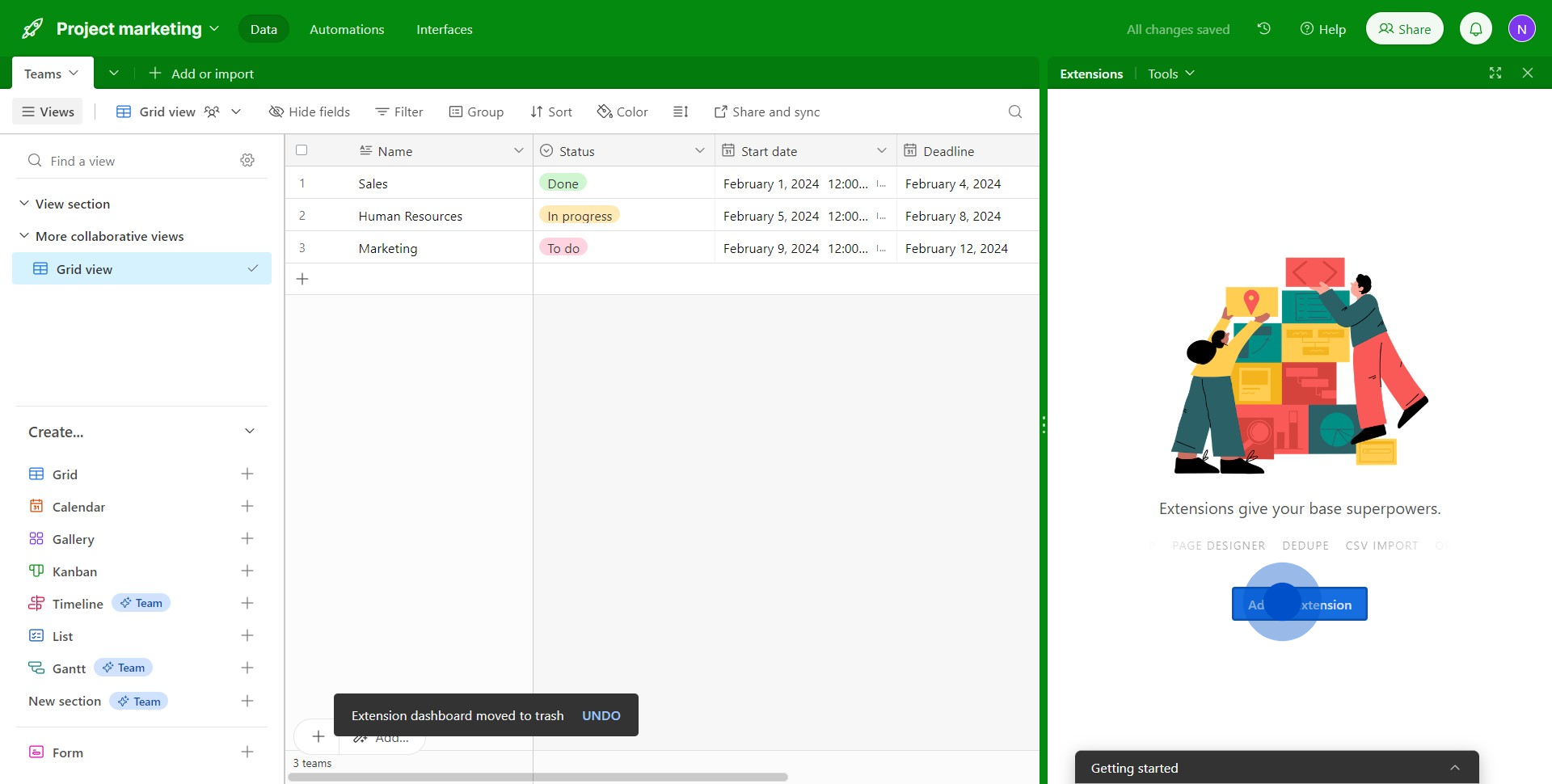 2 Click on "Add an extension"