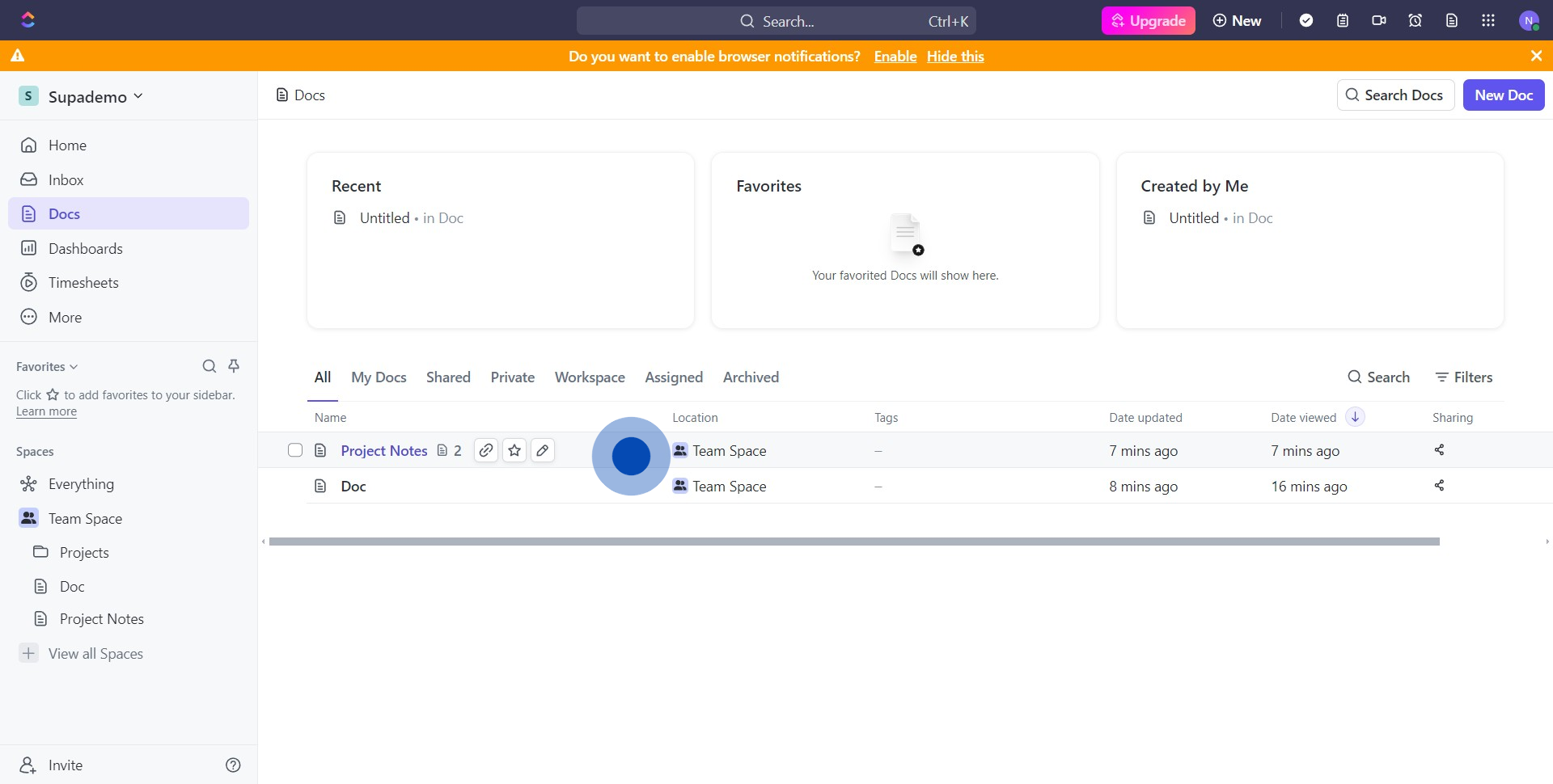 3 Click on "Project Notes
2"