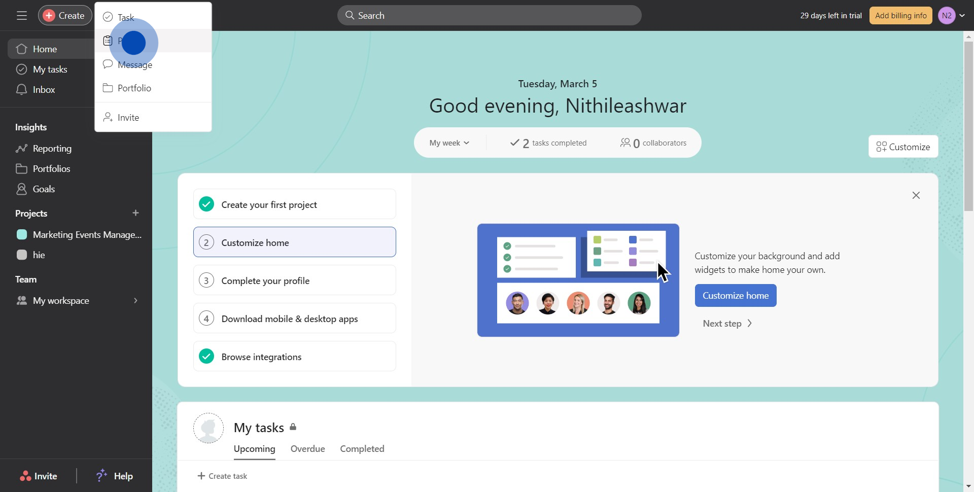 2 Click on "Project"