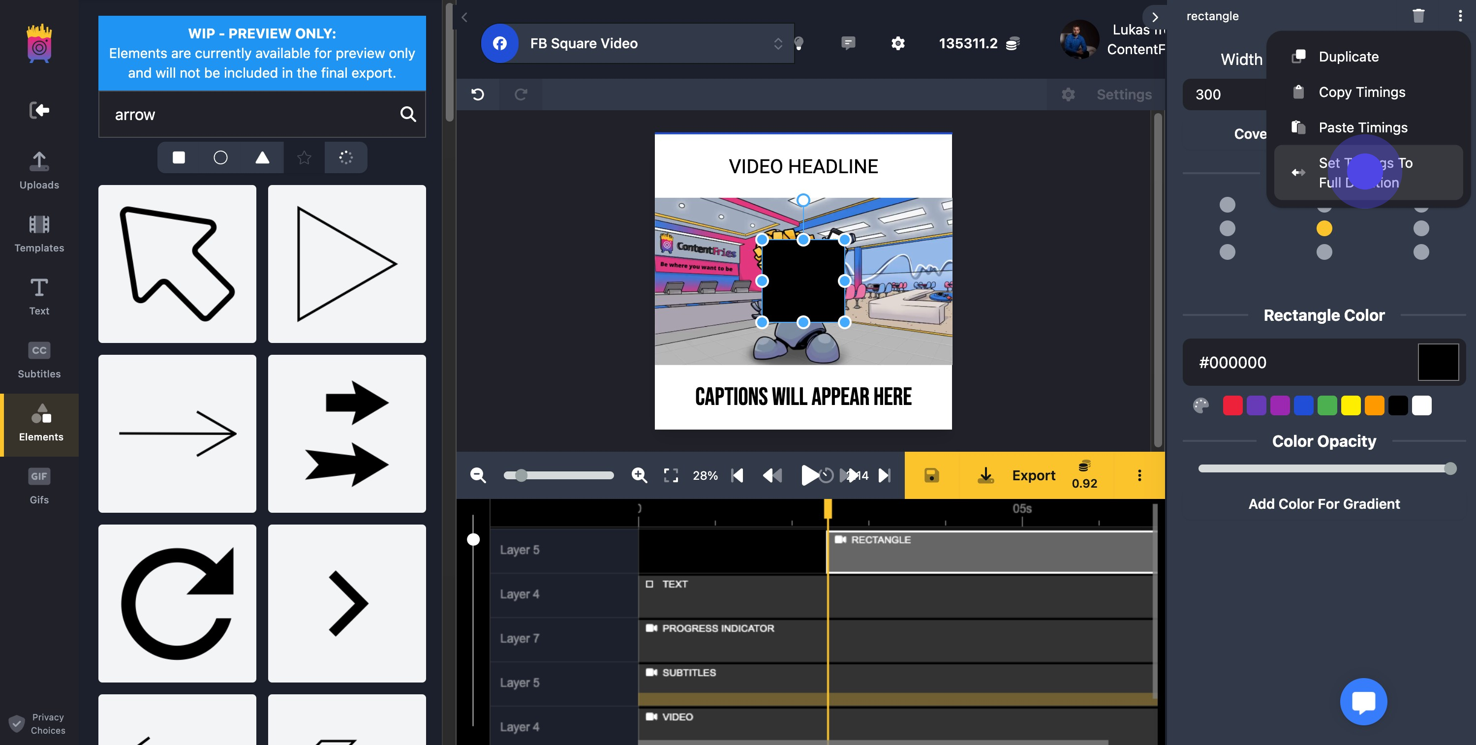 4 Click on "Set Timings To Full Duration"