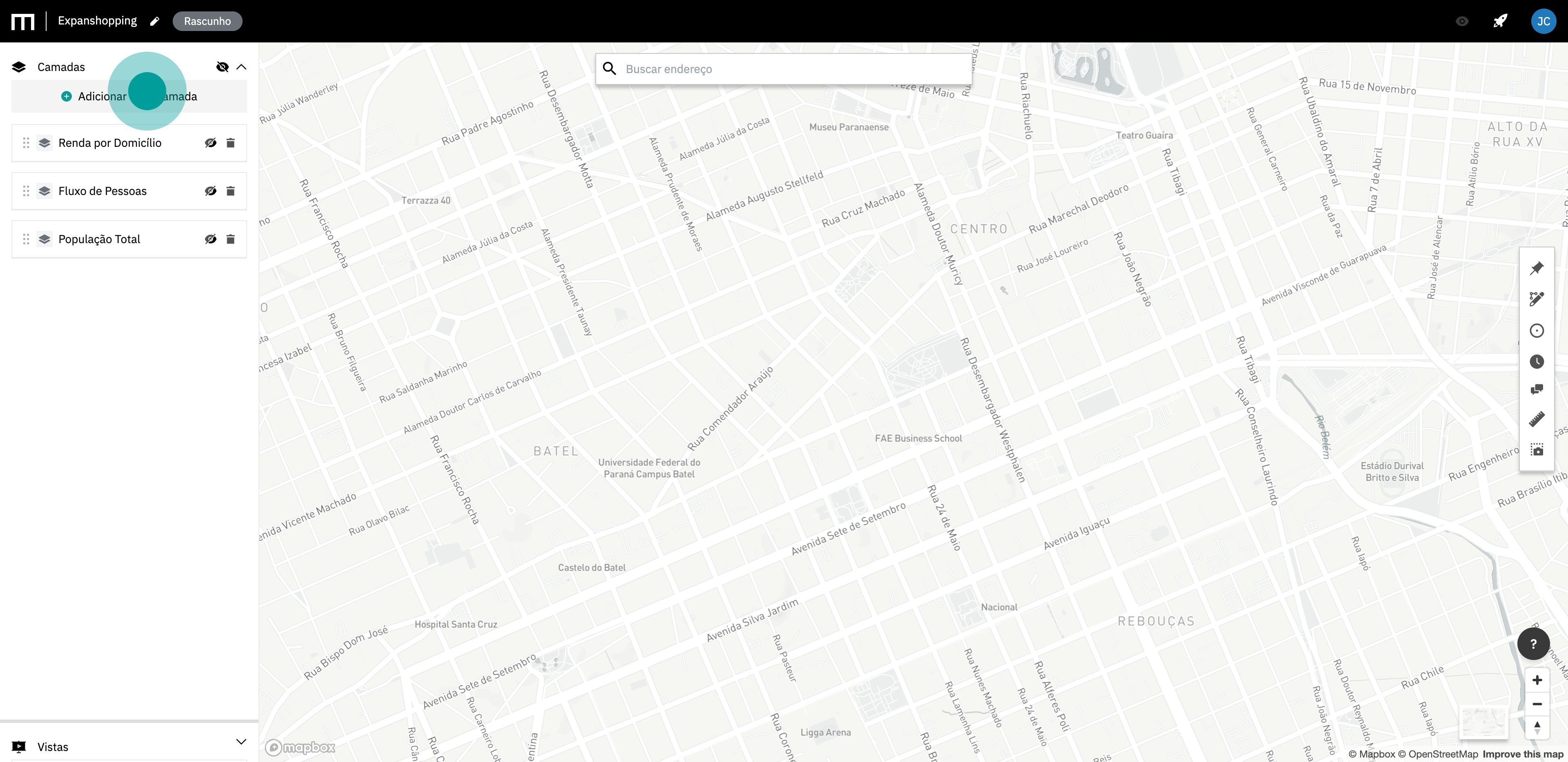 18 Then, click on "Adicionar nova camada".