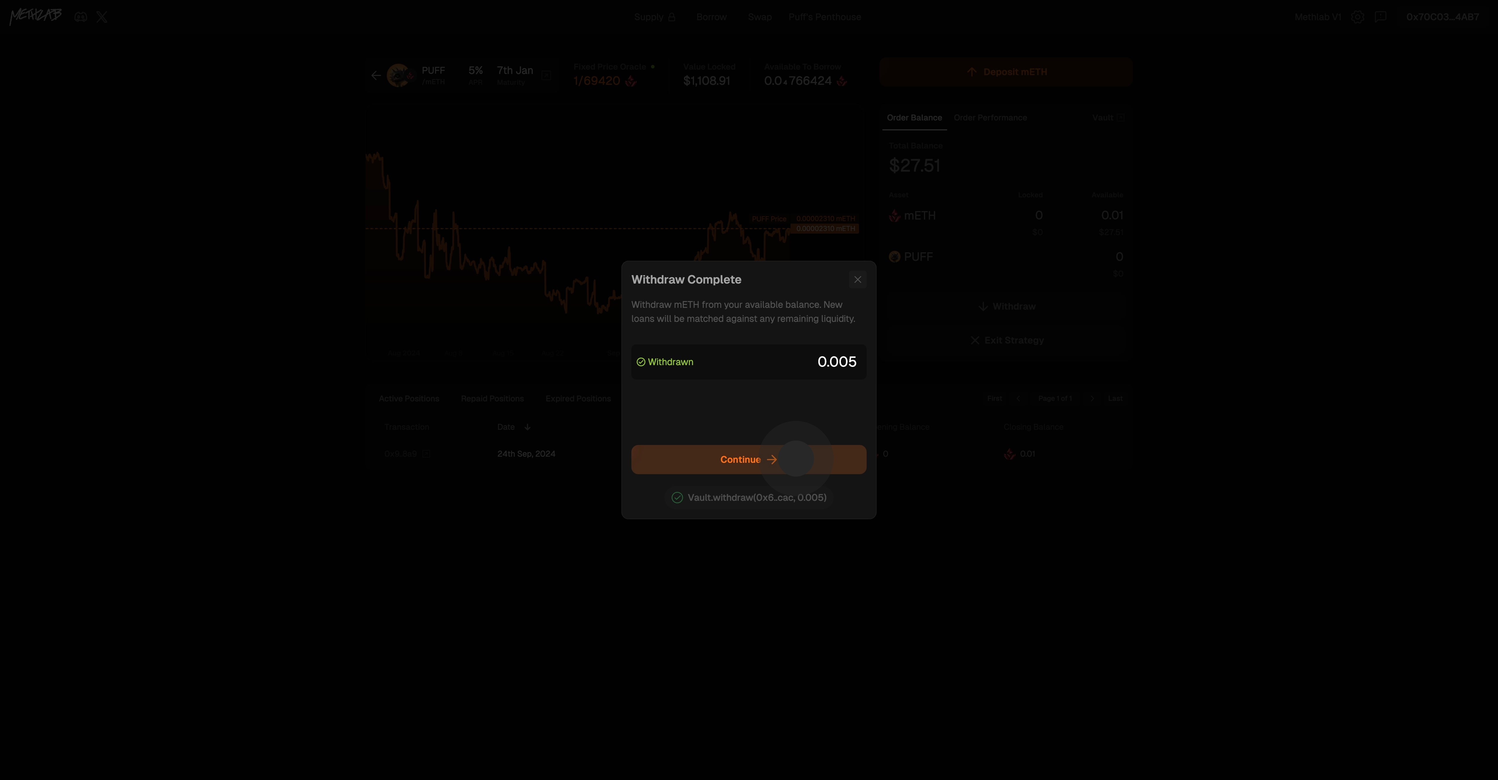 14 Click on "withdraw Complete".