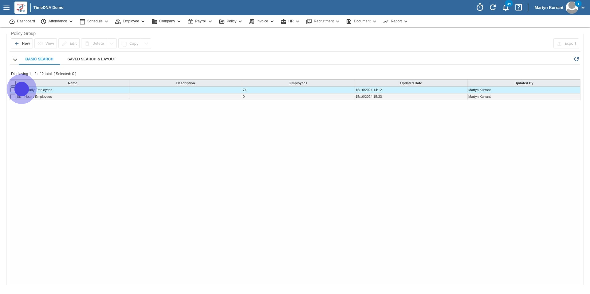 14 Following that, click on "GB - Hourly Employees".