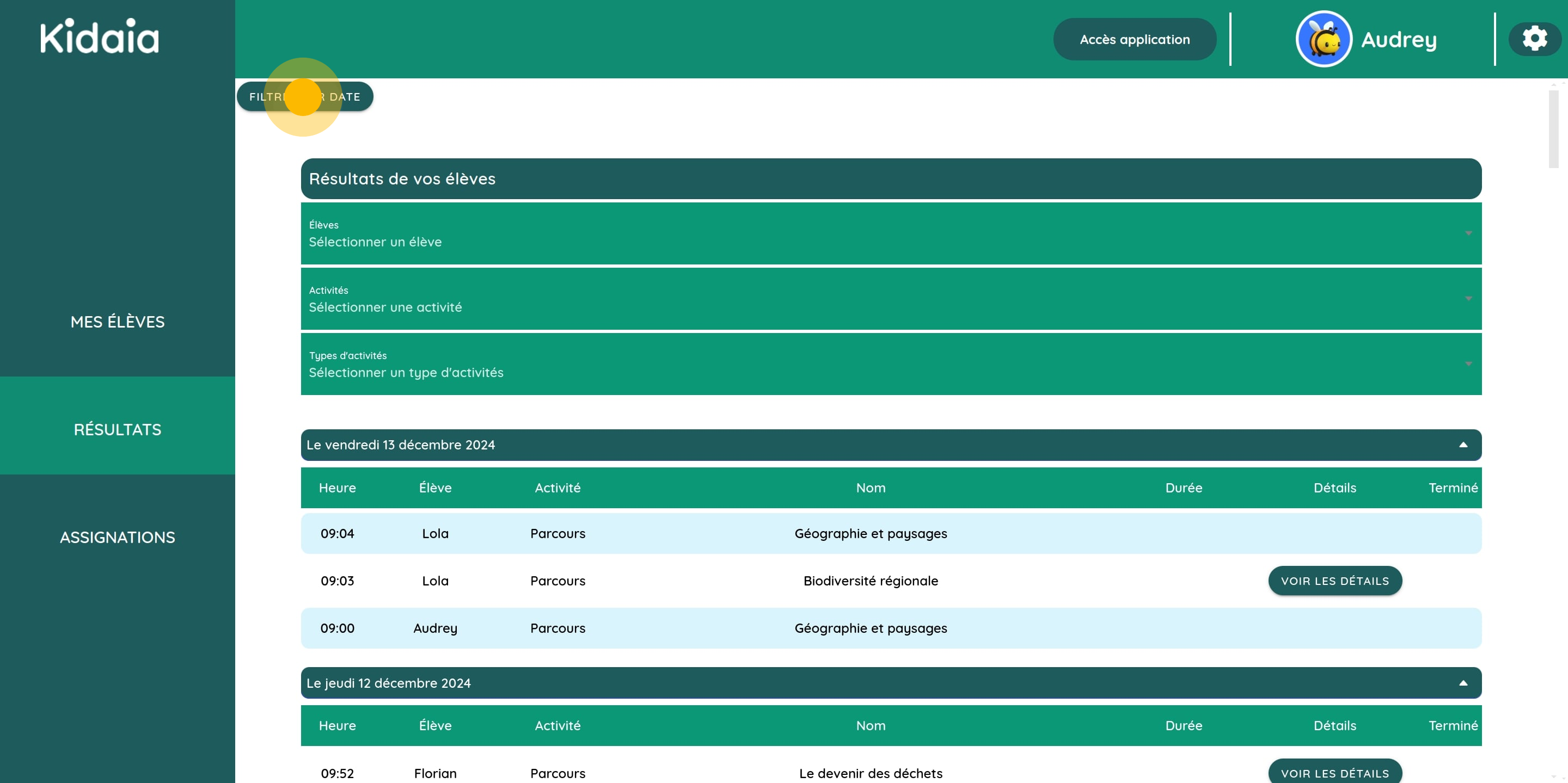La première application d’éducation au développement durable. À la découverte de l’histoire, du patrimoine, de la biodiversité et des actions écologiques de son territoire. 4 Next, click on "Filtrer par date".