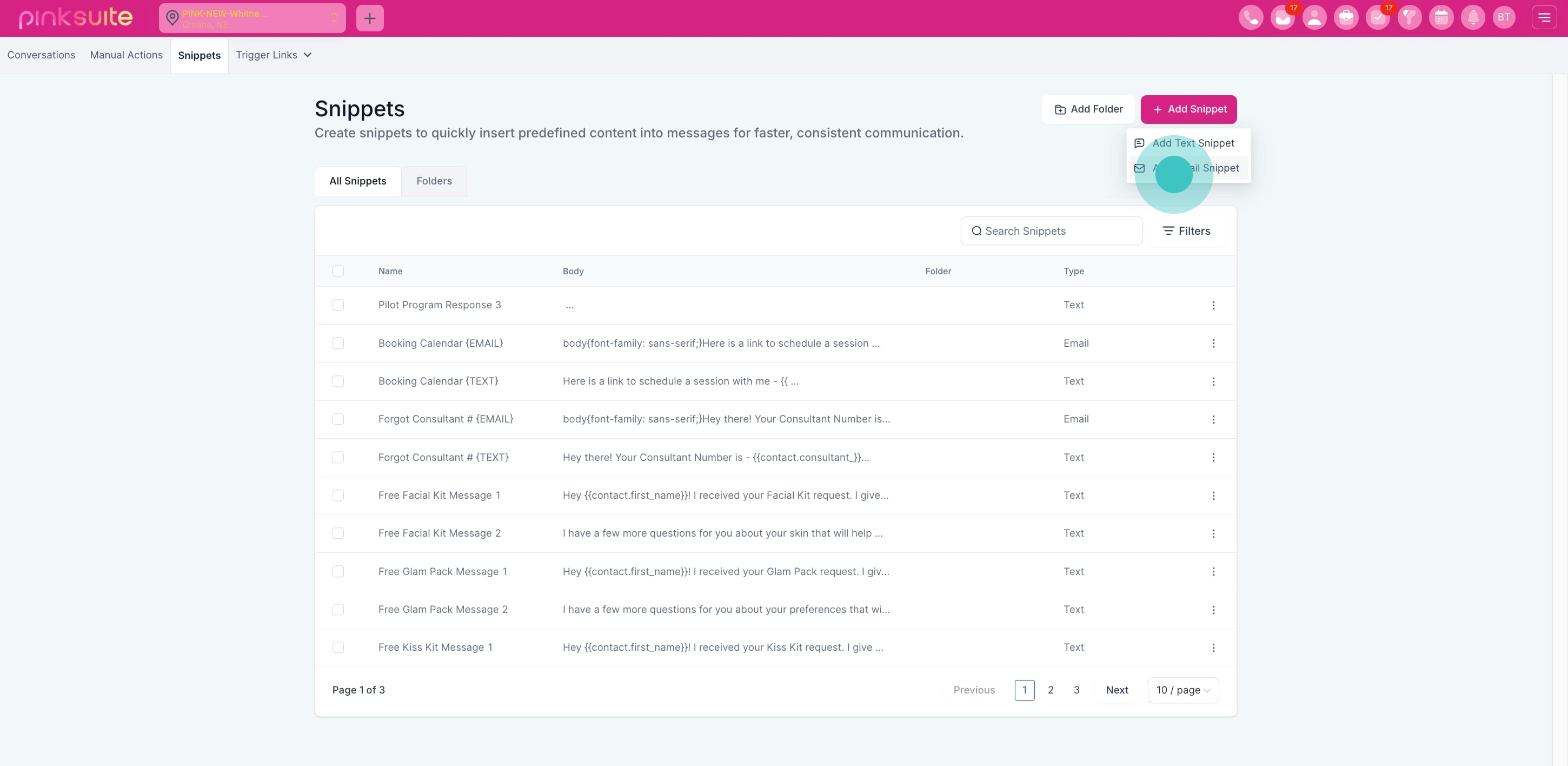 5 Following that, click on "Add Email Snippet".