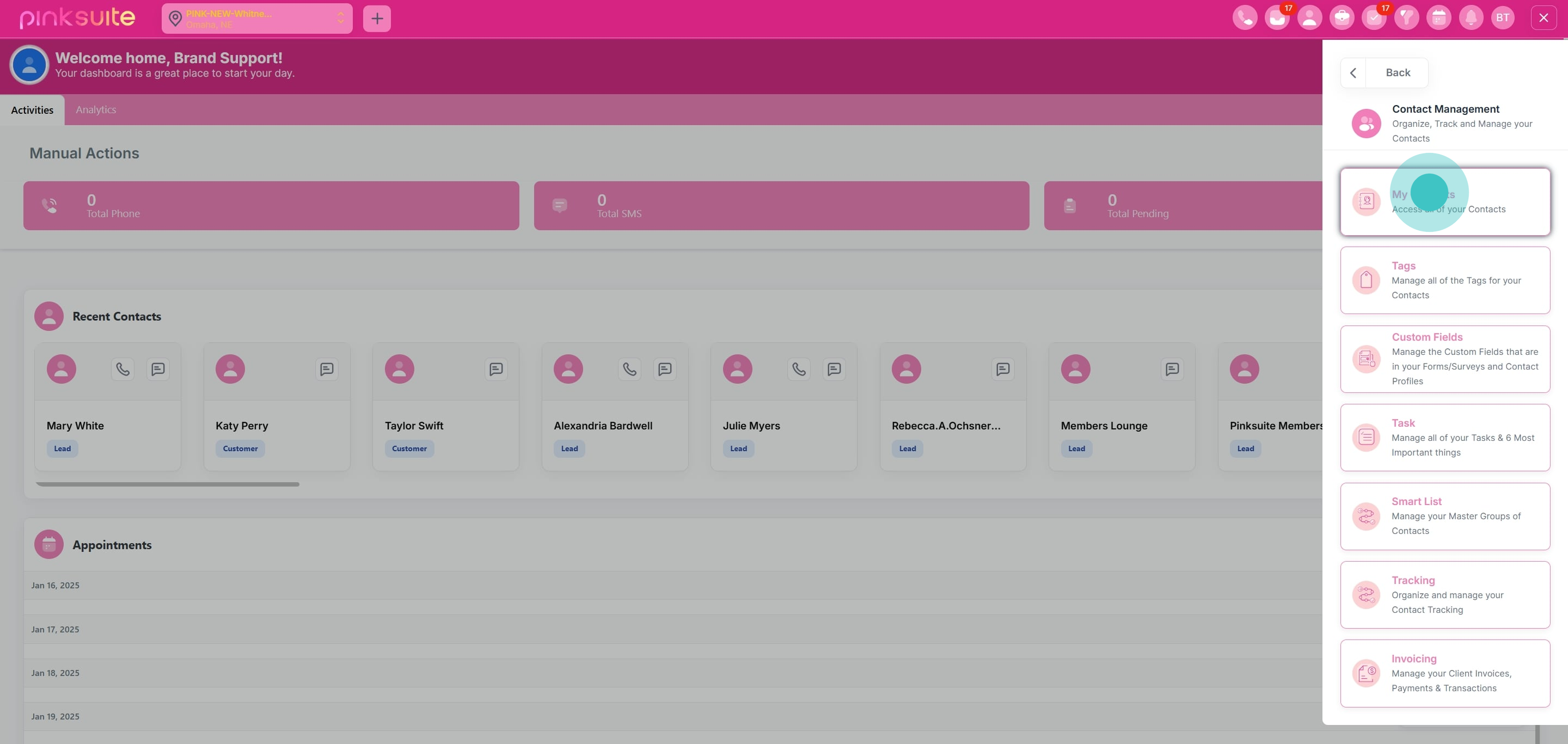 3 Click on "My Contacts".