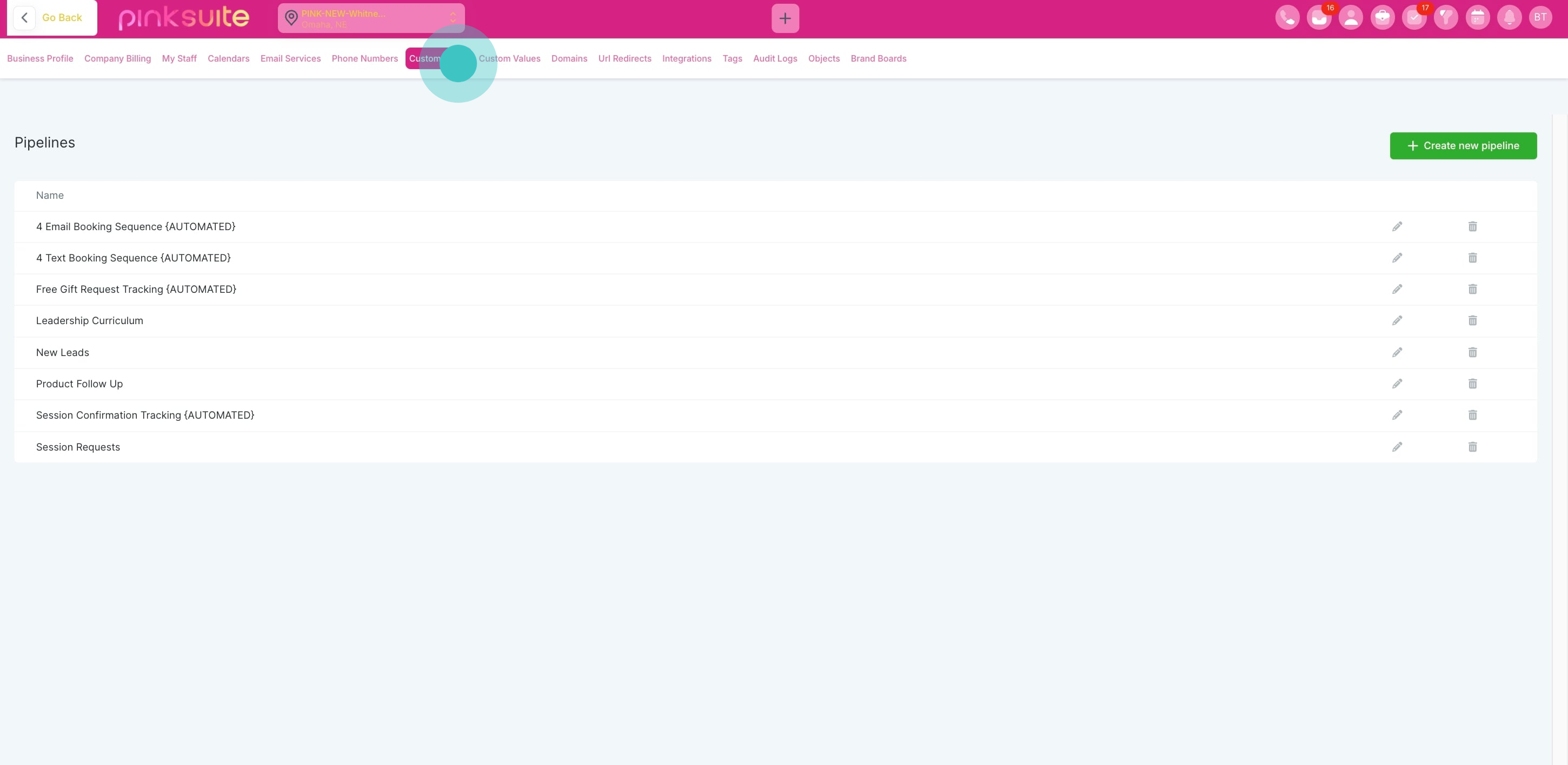 3 Next, click on "Custom Fields".