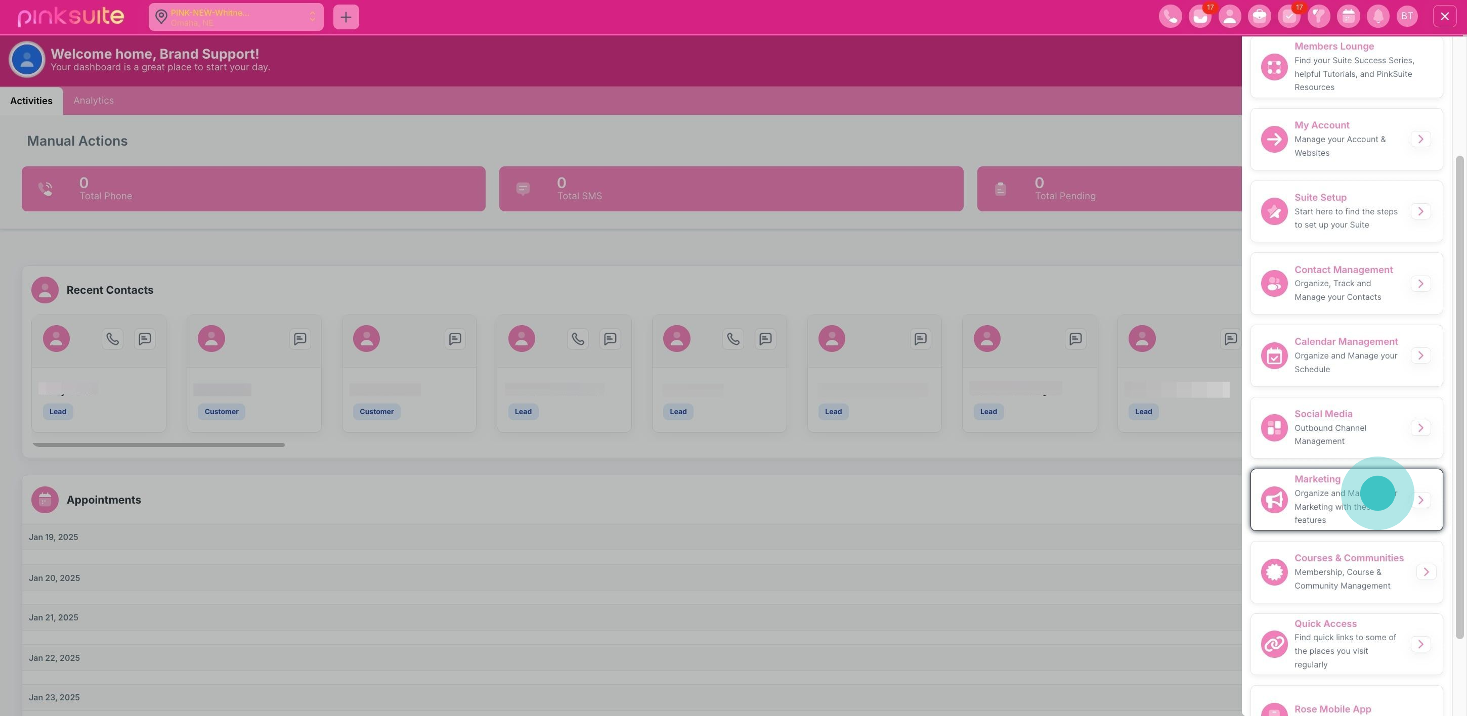 2 Now, click on "Organize and Manage your Marketing with these features".