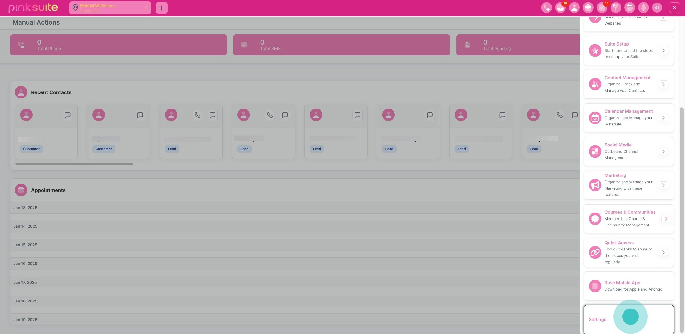 2 Click on "settings".
