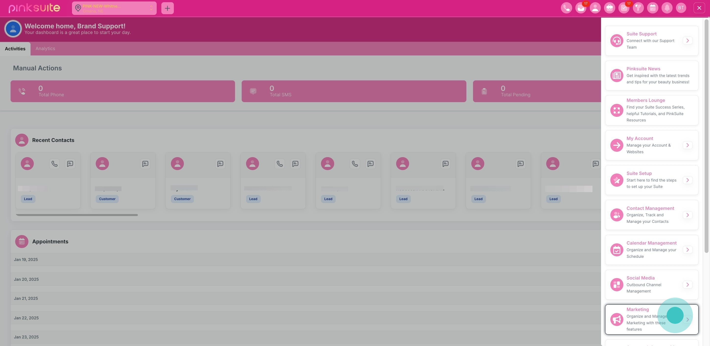 2 Then, click on "Organize and Manage your Marketing with these features".