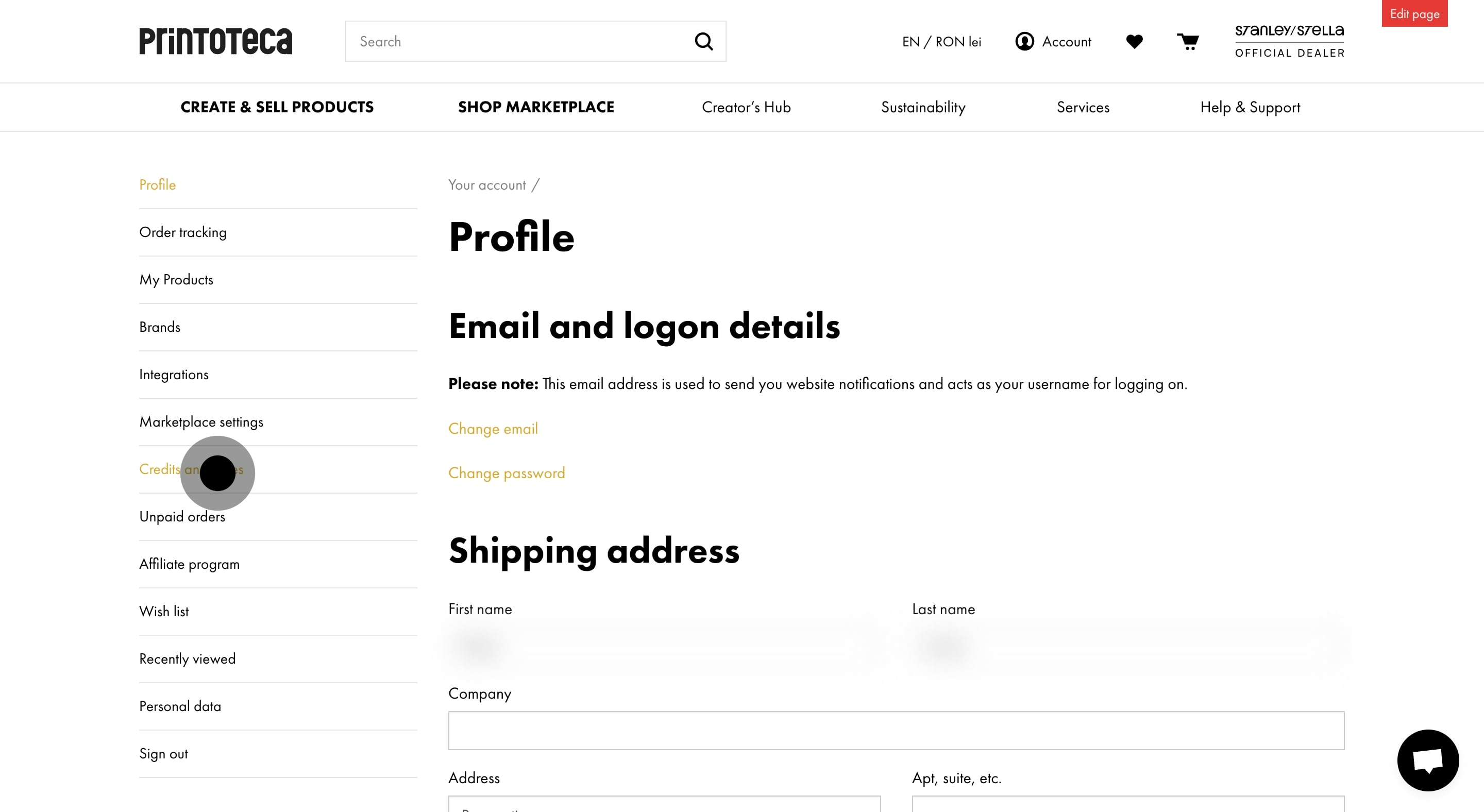 2 Once that's done, click on "Credits and Sales".